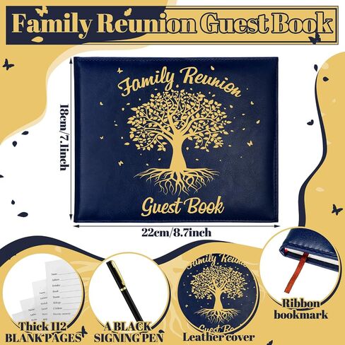 Patelai Family Reunion Party Favors Decorations Family Reunion Guest Book Sign in Good Tree Guest Book Gathering Decorations with Pen, 112 Pages(Trendy) in Saudi Arabia