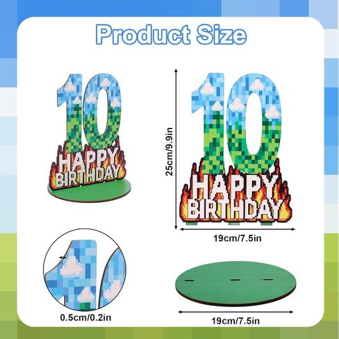 Wooden Pixel رقم عيد ميلاد الجدول المركزية ، 9.9in سعيد طاولة عيد ميلاد ديكور الكعكة أرقام أرقام Topper Scare لمادة البكسل موضوع أعياد الميلاد زخارف الحفلات (رقم 8) in Saudi Arabia