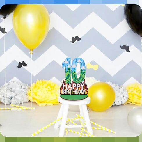 Wooden Pixel رقم عيد ميلاد الجدول المركزية ، 9.9in سعيد طاولة عيد ميلاد ديكور الكعكة أرقام أرقام Topper Scare لمادة البكسل موضوع أعياد الميلاد زخارف الحفلات (رقم 8) in Saudi Arabia