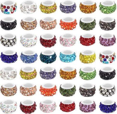 Forise 100pcs Rhinestone European Large Hole Spacer Beads Beadable Beads for Bracelet Jewelry Making Supplies in Saudi Arabia