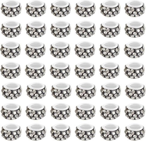 Forise 100pcs Rhinestone European Large Hole Spacer Beads Beadable Beads for Bracelet Jewelry Making Supplies in Saudi Arabia