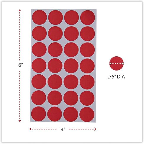 Universal UNV40103 0.75 in. Diameter Self-Adhesive Removable Color-Coding Labels - Red (28/Sheet, 36 Sheets/Pack) in Saudi Arabia