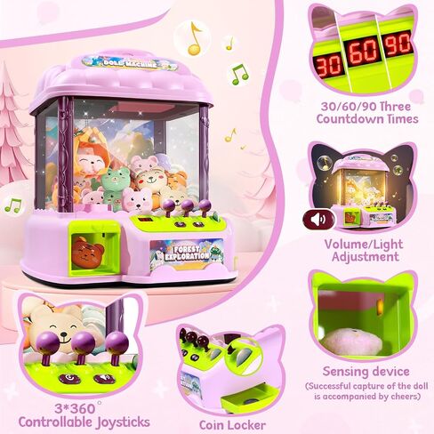 MIAOKE Large Claw Machine for Kids, Musical Electronic Arcade Game Console with Adjustable Sound, Christmas and Birthday Gift for Kids, Includes 30 Toys & 24 Game Coins & 20 Surprise Eggs in Kuwait