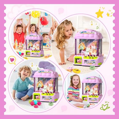 MIAOKE Large Claw Machine for Kids, Musical Electronic Arcade Game Console with Adjustable Sound, Christmas and Birthday Gift for Kids, Includes 30 Toys & 24 Game Coins & 20 Surprise Eggs in Kuwait