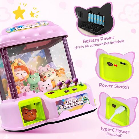 MIAOKE Large Claw Machine for Kids, Musical Electronic Arcade Game Console with Adjustable Sound, Christmas and Birthday Gift for Kids, Includes 30 Toys & 24 Game Coins & 20 Surprise Eggs in Kuwait