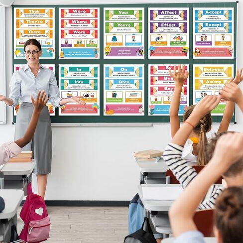 18PCs شائعة الخلط بين الكلمات الملصقات الملصقات التعليمية قواعد ELA قواعد اللغة يجب أن يكون الفصل الدراسي للمعلم الطالب الابتدائي للمدرسة المتوسطة المدارس الطباعة الجدار الفنية in Saudi Arabia