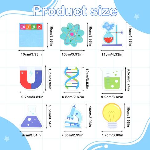 18 Pack Funny Science Sticky Notes, Cute Chemistry Note Pad Essentials Teacher Student Gifts Stationary Sticky Notepad Self Stick Memo Novelty Laboratory Notes for Lab School Supplies in Saudi Arabia