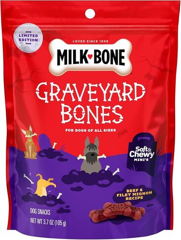 Milk-Bone Graveyard Bones Soft & Chewy Mini’s Halloween Dog Treats, 3.7 Oz. Bag in Kuwait