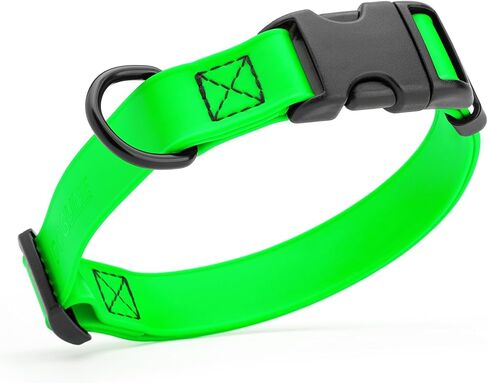 Dogline Biothane Waterproof Dog Collar with Quick Release Buckle Strong Coated Nylon Webbing with Odor- Proof for Easy Care Easy to Clean Fits Small Medium Large Dogs, Lime Green 1" W 15-25" L in Saudi Arabia