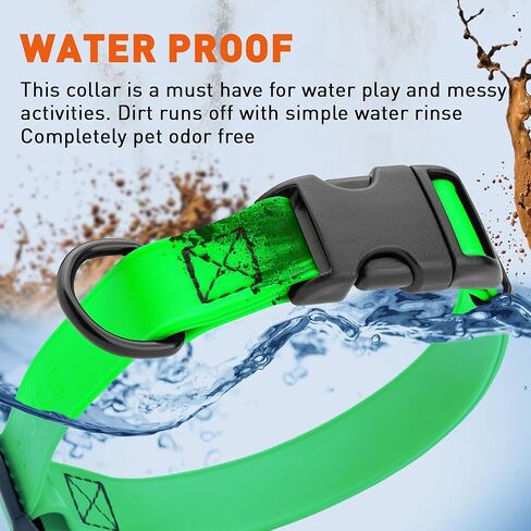 Dogline Biothane Waterproof Dog Collar with Quick Release Buckle Strong Coated Nylon Webbing with Odor- Proof for Easy Care Easy to Clean Fits Small Medium Large Dogs, Lime Green 1" W 15-25" L in Saudi Arabia