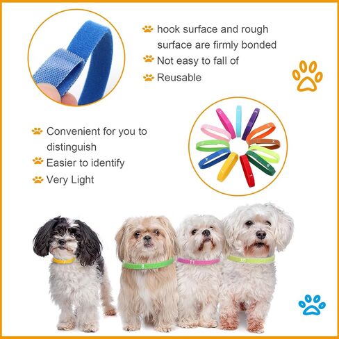 12 PCS Puppy Whelping Collars Newborn Pet Collars with Numbers Double-Sided Adjustable ID Bands Pet Puppy ID Bands for Newborn Pet Dog Cat Cat (Small Size) in Saudi Arabia