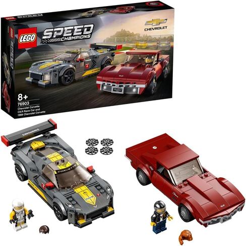 LEGO 76903 Speed Champions Chevrolet Corvette C8.R Race Car and 1969 CC Racing Model, Toy Cars Building Kit for Kids 8 Plus Years Old, 2 Sports Models in Saudi Arabia