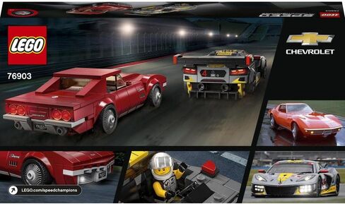 LEGO 76903 Speed Champions Chevrolet Corvette C8.R Race Car and 1969 CC Racing Model, Toy Cars Building Kit for Kids 8 Plus Years Old, 2 Sports Models in Saudi Arabia
