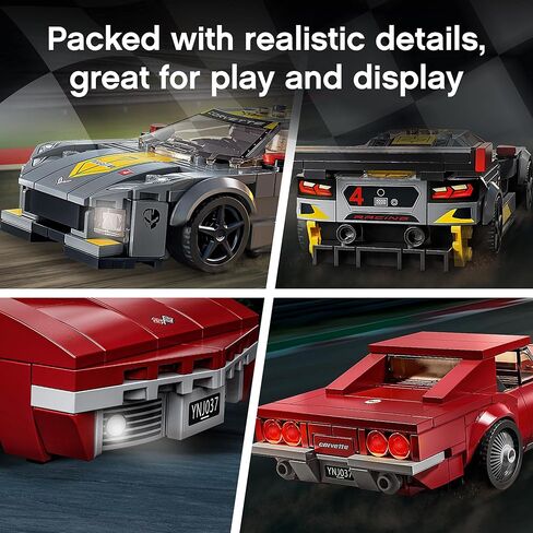 LEGO 76903 Speed Champions Chevrolet Corvette C8.R Race Car and 1969 CC Racing Model, Toy Cars Building Kit for Kids 8 Plus Years Old, 2 Sports Models in Saudi Arabia