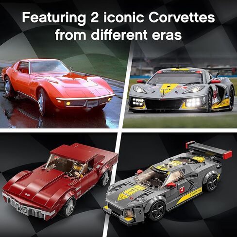 LEGO 76903 Speed Champions Chevrolet Corvette C8.R Race Car and 1969 CC Racing Model, Toy Cars Building Kit for Kids 8 Plus Years Old, 2 Sports Models in Saudi Arabia