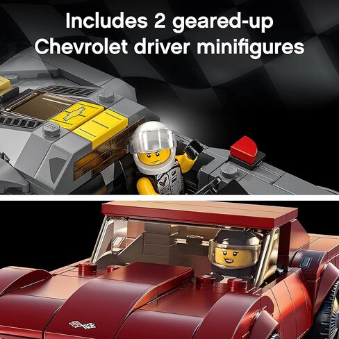 LEGO 76903 Speed Champions Chevrolet Corvette C8.R Race Car and 1969 CC Racing Model, Toy Cars Building Kit for Kids 8 Plus Years Old, 2 Sports Models in Saudi Arabia