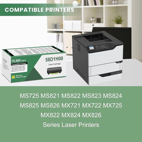 58d1h00 أسود الحبر العالي العائد (مع رقاقة جديدة) إعادة تخصيص Lexmark 58d1h00 خرطوشة الحبر 58d1000 لـ MS725 MS821 MS822 MS823 MS824 MS825 MS826 MX721 MX722 in Saudi Arabia