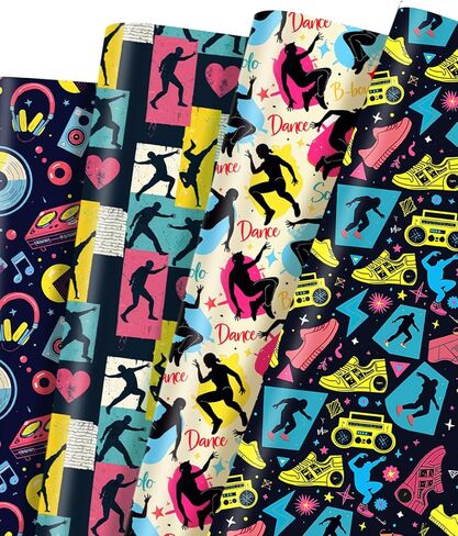 Pineraap 12 Sheet Music Themed Wrapping Paper, Musical Notes Guitar Kraft Gift Wrap Paper, Rockin' Gift Wrap Folded Flat Art Paper for Music Lover's Birthday Baby Shower DIY Crafts, 19.7 x 27.6 Inch in Kuwait
