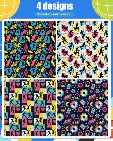 Pineraap 12 Sheet Music Themed Wrapping Paper, Musical Notes Guitar Kraft Gift Wrap Paper, Rockin' Gift Wrap Folded Flat Art Paper for Music Lover's Birthday Baby Shower DIY Crafts, 19.7 x 27.6 Inch in Kuwait