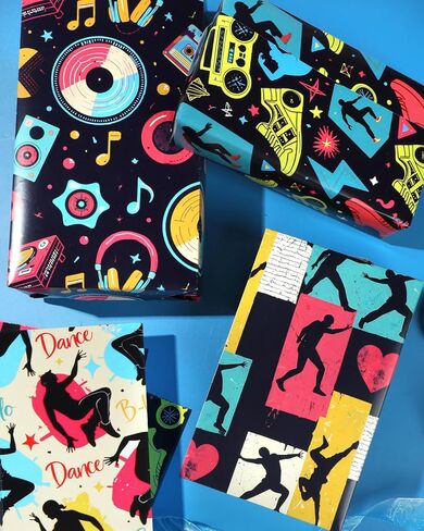 Pineraap 12 Sheet Music Themed Wrapping Paper, Musical Notes Guitar Kraft Gift Wrap Paper, Rockin' Gift Wrap Folded Flat Art Paper for Music Lover's Birthday Baby Shower DIY Crafts, 19.7 x 27.6 Inch in Kuwait