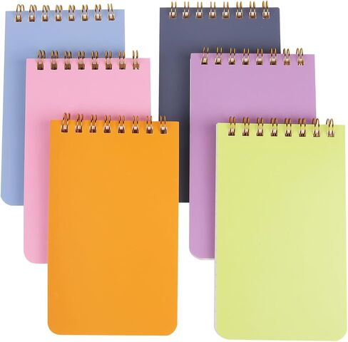 6 Pack 3x5 Inch Spiral Notebooks, 120 Pages Pocket Notepads with Perforated Edges, Portable Mini Journals for Students, Office & Travel, Durable Kraft Cover in Saudi Arabia