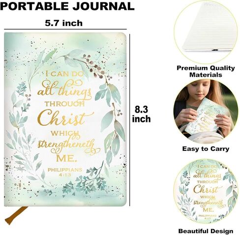 Positive Affirmation Lined Journal Notebook for Women Men, 200 Pages A5 Hardcover Leather Journals for Writing Note Taking, Bible Verse College Ruled Notebook Diary Notepad, Watercolor Leaves in Kuwait