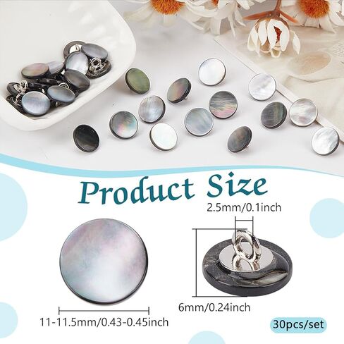Nbeads 30pcs أزرار شلن شل ، 11 ملم زر أبيض أزرار الأم لأزرار اللؤلؤ مع أزرار قميص قميص قميص الأزياء للأزياء. in Saudi Arabia