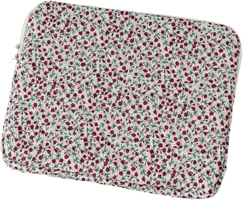 Coquette Floral Laptop Sleeve, 11-15 Inch Cute Puffy Laptop Case Aesthetic Floral Quilted Computer Bag Cottagecore Accessories (Pink,13 Inch) in Kuwait