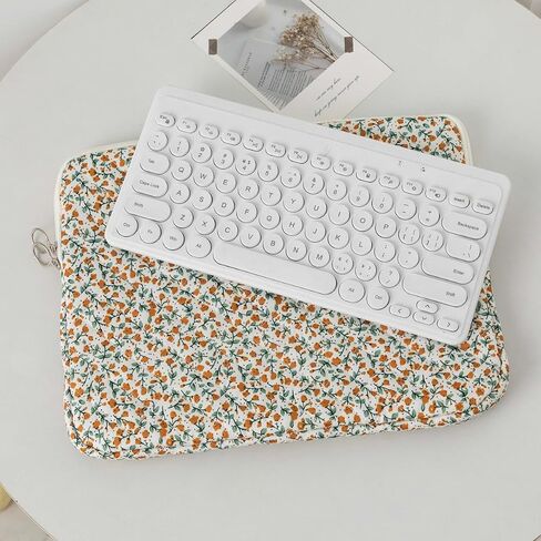 Coquette Floral Laptop Sleeve, 11-15 Inch Cute Puffy Laptop Case Aesthetic Floral Quilted Computer Bag Cottagecore Accessories (Pink,13 Inch) in Kuwait