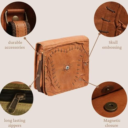 حقيبة جلدية من Hocus pocus للرجال والنساء - حقيبة يد كتف مصنوعة يدويًا ، حقيبة هالوين جلدية حقيقية in Kuwait