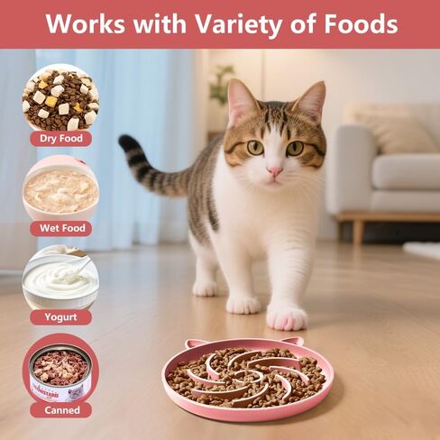 2Pcs Slow Feeder Cat Bowl,Puzzle Feeder Cat,Interactive Toys，Slow Feeding cat Bowl Suitable for All Dry and Wet Foods,Easy to Clean Silicone Bowls (Grey and Pink) in Saudi Arabia