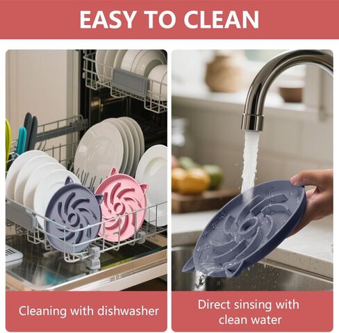 2Pcs Slow Feeder Cat Bowl,Puzzle Feeder Cat,Interactive Toys，Slow Feeding cat Bowl Suitable for All Dry and Wet Foods,Easy to Clean Silicone Bowls (Grey and Pink) in Saudi Arabia