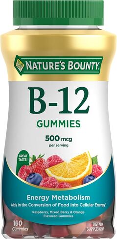 علكات فيتامين ب12 من Nature's Bounty، مكمل غذائي، يدعم استقلاب الطاقة وصحة الجهاز العصبي، نكهة التوت المختلطة، 500 ميكروجرام، 90 علكة (قد تختلف التعبئة) in Saudi Arabia