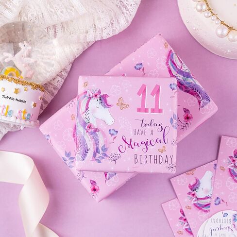 RUSPEPA Birthday Wrapping Paper Sheets with 7 Year Old Pink Pattern Great for Birthday Gift Wrap, 6 Fold on Sheets Each Set, 27 inches x 19 inches in Saudi Arabia