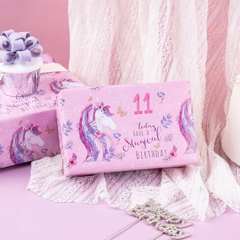RUSPEPA Birthday Wrapping Paper Sheets with 7 Year Old Pink Pattern Great for Birthday Gift Wrap, 6 Fold on Sheets Each Set, 27 inches x 19 inches in Saudi Arabia