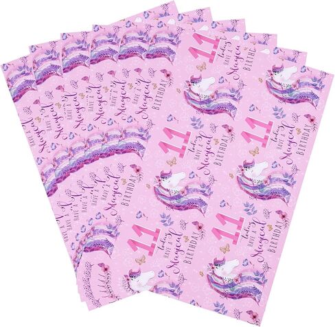 RUSPEPA Birthday Wrapping Paper Sheets with 7 Year Old Pink Pattern Great for Birthday Gift Wrap, 6 Fold on Sheets Each Set, 27 inches x 19 inches in Saudi Arabia