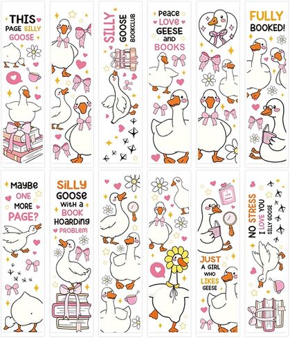 Goose UV DTF Longmark Stickers - 24 ورقة مضحكة Goose UVDTF ملصقات الإشارات الإشاراتية الاكريليك الطباعة على الوجهين UV DTF لفرك على ملصقات النقل لعشاق الكتب DIY فارغة فارغة in Saudi Arabia