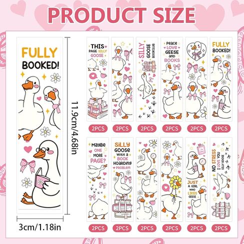 Goose UV DTF Longmark Stickers - 24 ورقة مضحكة Goose UVDTF ملصقات الإشارات الإشاراتية الاكريليك الطباعة على الوجهين UV DTF لفرك على ملصقات النقل لعشاق الكتب DIY فارغة فارغة in Saudi Arabia