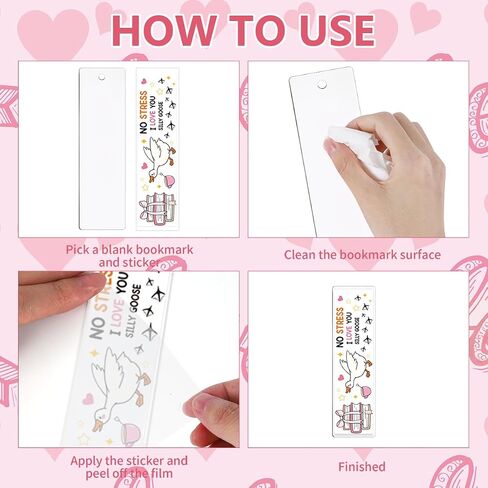 Goose UV DTF Longmark Stickers - 24 ورقة مضحكة Goose UVDTF ملصقات الإشارات الإشاراتية الاكريليك الطباعة على الوجهين UV DTF لفرك على ملصقات النقل لعشاق الكتب DIY فارغة فارغة in Saudi Arabia