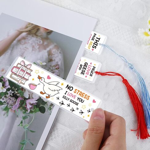 Goose UV DTF Longmark Stickers - 24 ورقة مضحكة Goose UVDTF ملصقات الإشارات الإشاراتية الاكريليك الطباعة على الوجهين UV DTF لفرك على ملصقات النقل لعشاق الكتب DIY فارغة فارغة in Saudi Arabia