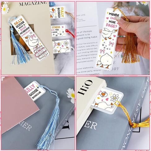 Goose UV DTF Longmark Stickers - 24 ورقة مضحكة Goose UVDTF ملصقات الإشارات الإشاراتية الاكريليك الطباعة على الوجهين UV DTF لفرك على ملصقات النقل لعشاق الكتب DIY فارغة فارغة in Saudi Arabia
