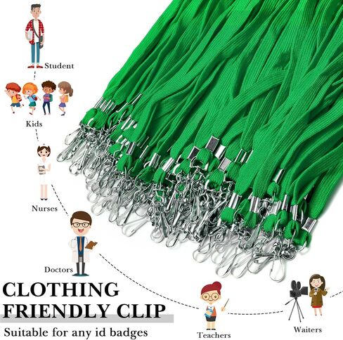 200 Pieces Badge Lanyards Flat Lanyards for ID Badges, Assorted Colors Neck lanyards with Swivel J Hook Clip for Key, Card Holder, Name Tag, Student Teacher Office Worker Accessories in Saudi Arabia