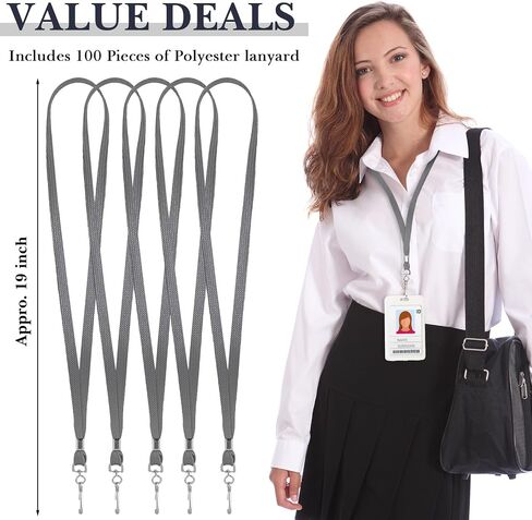 200 Pieces Badge Lanyards Flat Lanyards for ID Badges, Assorted Colors Neck lanyards with Swivel J Hook Clip for Key, Card Holder, Name Tag, Student Teacher Office Worker Accessories in Saudi Arabia