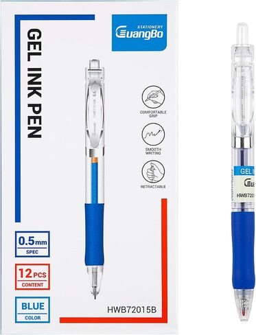 12pcs 0.5mm هلام أقلام أقل نقاط الكتابة الناعمة ، أقلام الحبر الأزرق ، أقلام جل زرقاء تشبه الجلود ، قلم جل الأعمال في اليومية ، الكتابة ، المدرسة ، المكتب (الأزرق) in Kuwait