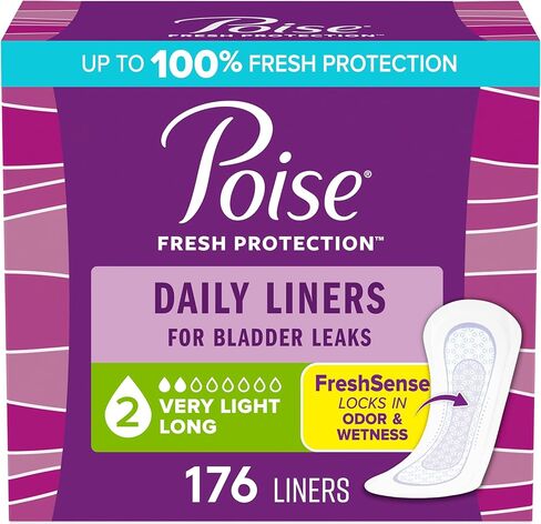 Poise Incontinence Panty Liners, Very Light Absorbency, Long, 176 Count in Kuwait