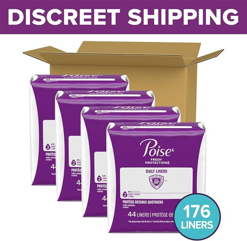 Poise Incontinence Panty Liners, Very Light Absorbency, Long, 176 Count in Kuwait