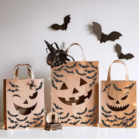 Whaline Halloween Bats Stickers Roll Laser Black Bats Shape Waterproof Decals 5 Designs Sparkly Self-Adhesive Stickers for Halloween Party Envelope Scrapbook Decor, 500Pcs in Saudi Arabia