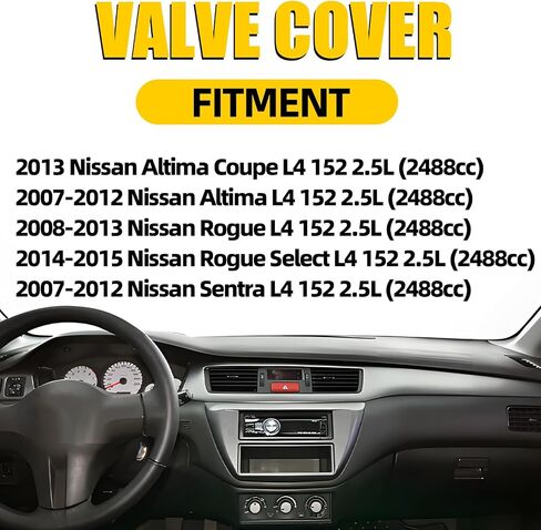 Engine Valve Cover w/Gasket Bolts Oil Filter Cap Compatible with 2007-2013 Nissan Altima Sentra SE-R 2.5L Replaces Parts 13264-JA00A 13270-JA00A in Kuwait