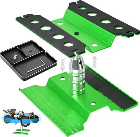 RC Car Work Stand Right Right Leight Lower 360 ° Rotation Aluminium RC Repair Stand ، Trans Small Screw Tresh for 1/8 1/10 1/12 1/14 for traxxa arcial arrma rc crawler monster buggy (Green ، Black) in Kuwait