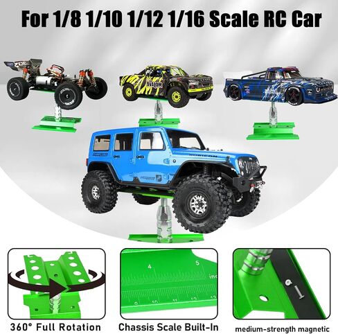RC Car Work Stand Right Right Leight Lower 360 ° Rotation Aluminium RC Repair Stand ، Trans Small Screw Tresh for 1/8 1/10 1/12 1/14 for traxxa arcial arrma rc crawler monster buggy (Green ، Black) in Kuwait